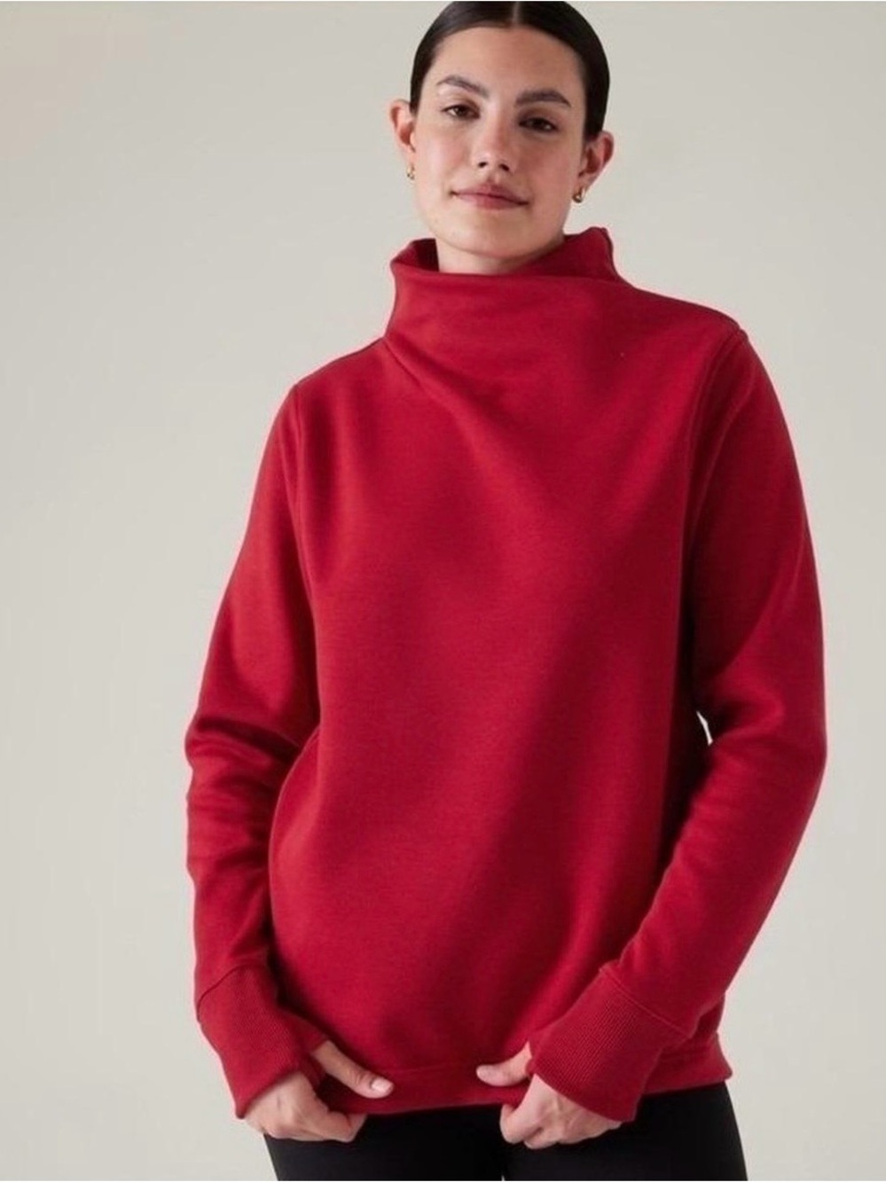 NWT Athleta Cozy Karma Twist Neck Sweatshirt Clover Berry Size XS